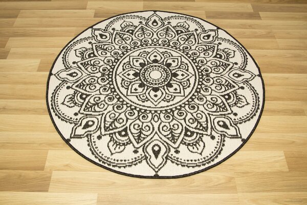 Balta Kulatý sisalový koberec oboustranný Brussels 205333/10110 antracitový krémový Rozměr: průměr 120 cm