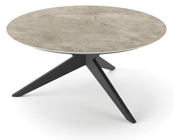 Jati Kebon Jídelní stůl Yate, Jati Kebon, kulatý 150x72,6 cm, rám hliník barva charcoal mat, deska keramika 12mm dekor Paladium Grey