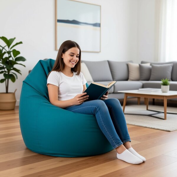 Sedací pytel Primabag Mega Sako plyš modrá
