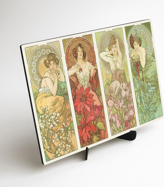 DUBLEZ | Obraz na dřevě - Alfonz Mucha - Les Fleurs | UV tisk, Premium