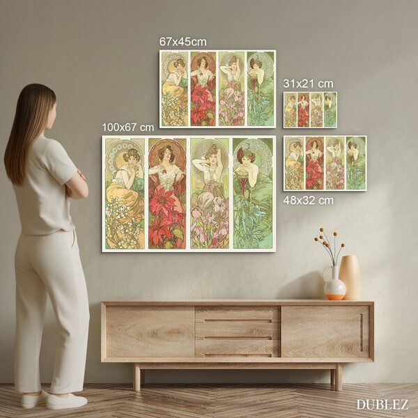 DUBLEZ | Obraz na dřevě - Alfonz Mucha - Les Fleurs | UV tisk, Premium