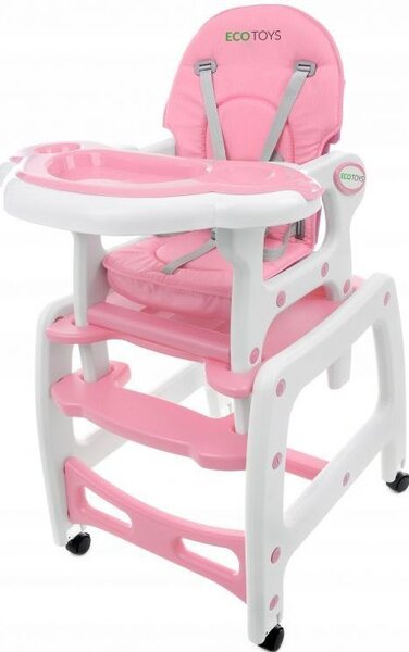 Bestent Dětská jídelní židle 3v1 Pink Ecotoys