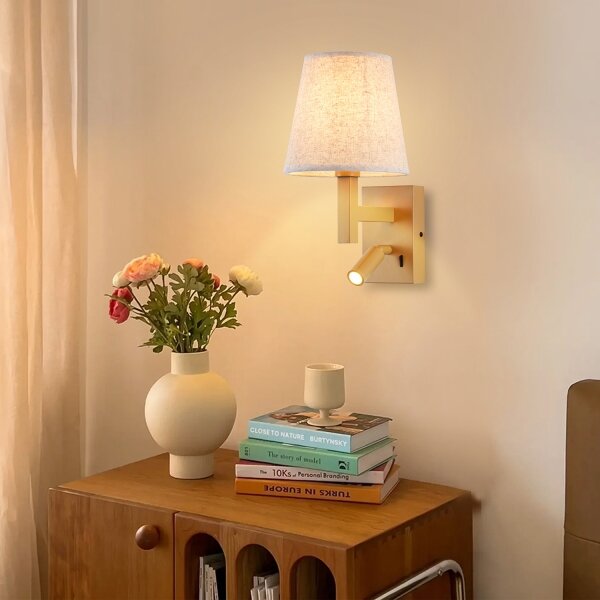 Brilagi - LED Nástěnná lampa DEYA 1xE14/40W/230V + LED/3W len/zlatá