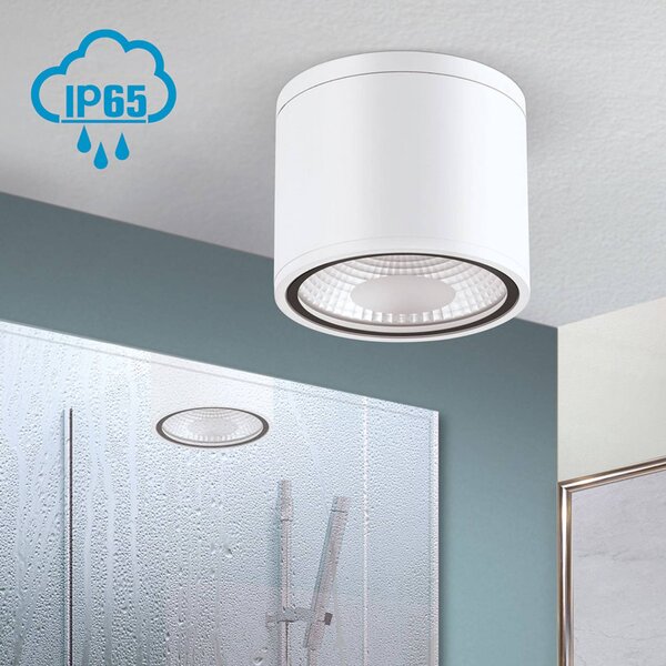 ORION LED stropní bodovka Sputnik IP65 Ø 14,5 cm bílá, Bílá / opál, Koupelna, Hliník, Moderní, Venkovní bodové svítidlo / zabodnuté do země