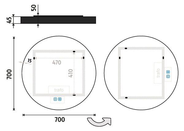 NIMCO ZPC 31001RVX-90 - LED Koupelnové podsvícené zrcadlo 3000-6500K 70 cm IP44
