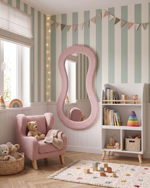 Zrcadlo PLANCHEZ 70 cm 112 cm Buklé Růžová