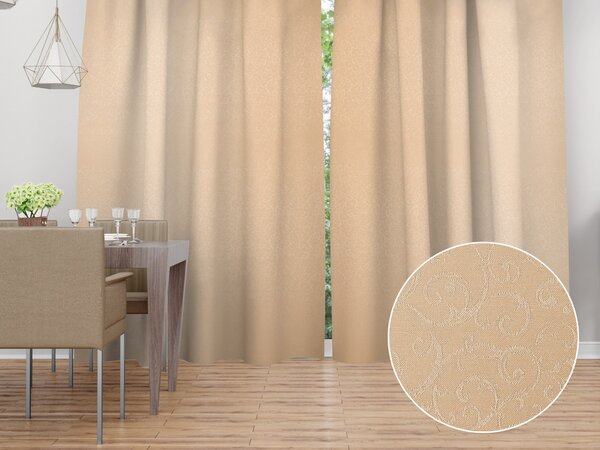 Biante Dekorační závěs TF-092 Ornamenty - béžová light 150x140 cm