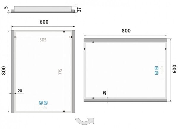 NIMCO ZP 11002VX - LED Koupelnové podsvícené zrcadlo 3000-6500K 80x60 cm IP44