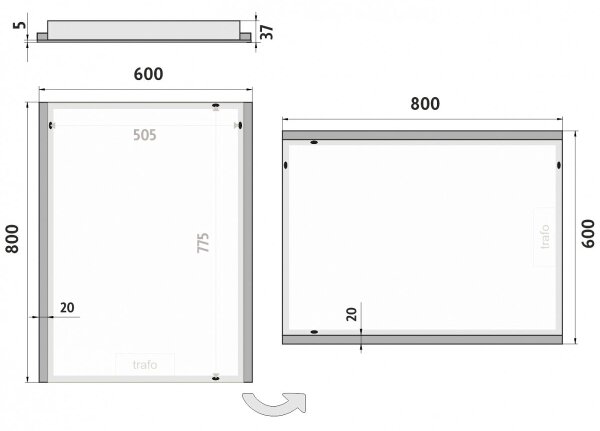 NIMCO ZP 11002 - LED Koupelnové podsvícené zrcadlo 6500K 80x60 cm IP44