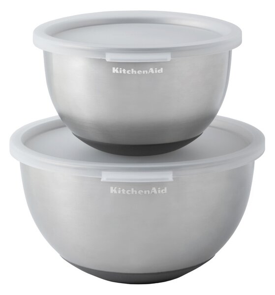 Nerezové mísy KitchenAid s víkem, sada 2ks KMS212OSSSA