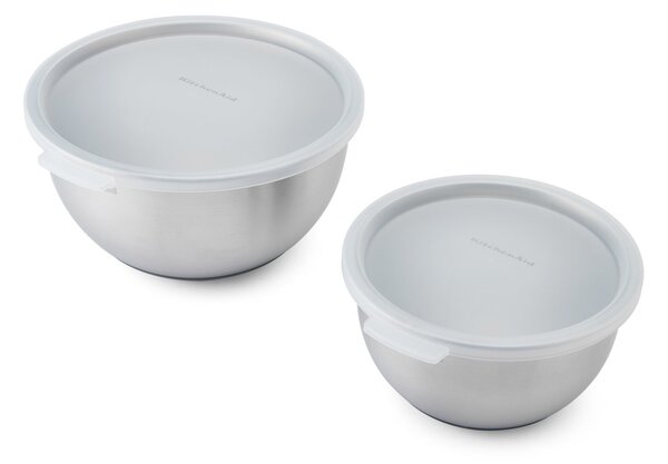 Nerezové mísy KitchenAid s víkem, sada 2ks KMS212OSSSA