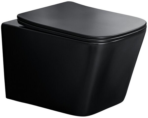 Comad Koupelnová sestava s deskou, skříňkami umyvadlem, zrcadlem a toaletou Talia Casella 60 cm černý mat/dub casella