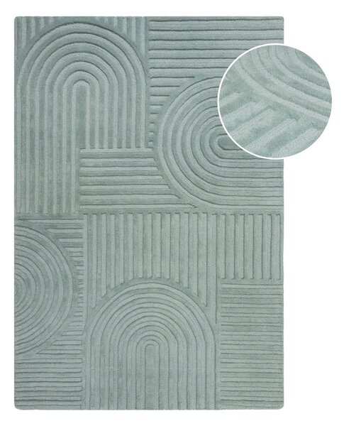 Tyrkysový vlněný koberec Flair Rugs Zen Garden, 160 x 230 cm