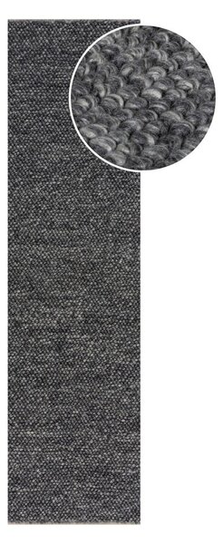 Tmavě šedý ručně tkaný běhoun s příměsí vlny 60x230 cm Minerals – Flair Rugs