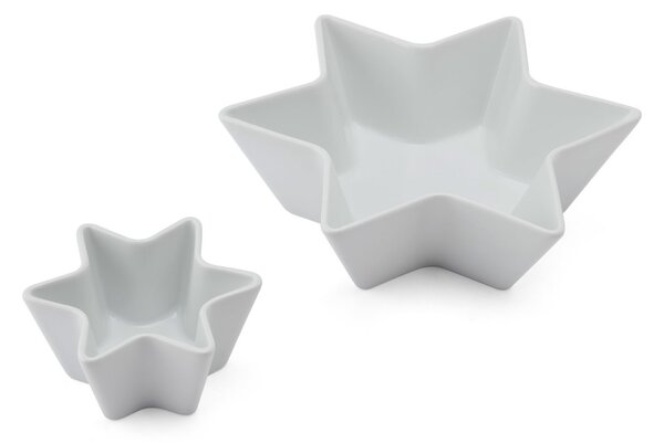 Servírovací misky Mikasa tvaru Hvězdy, 2 ks, bílý porcelán MKCHSTARBWLPK2