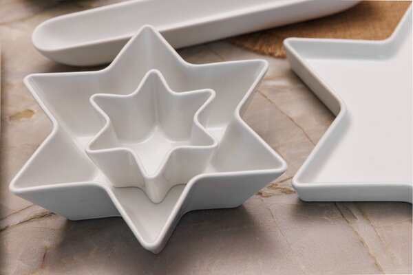 Servírovací misky Mikasa tvaru Hvězdy, 2 ks, bílý porcelán MKCHSTARBWLPK2