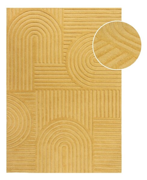 Žlutý vlněný koberec Flair Rugs Zen Garden, 160 x 230 cm