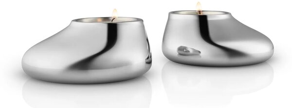 Eva Solo Mellow svícen 2 ks stříbrný – designový svícen na čajové svíčky pro moderní interiér