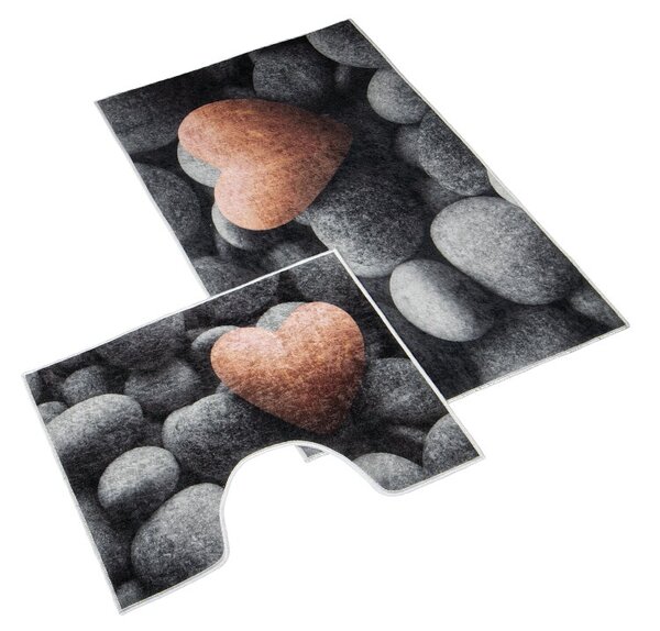 Koupelnová sada předložek 3D tmavé kameny 60x100 + 60x50cm