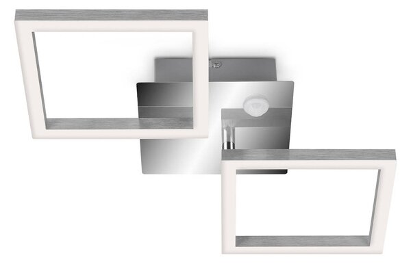 Telefunken LED stropní Frame, senzor, chrom/hliník 47x23cm, Chrom / stříbro, Obývací pokoj / jídelna, kov, Moderní, Stropní svítidlo