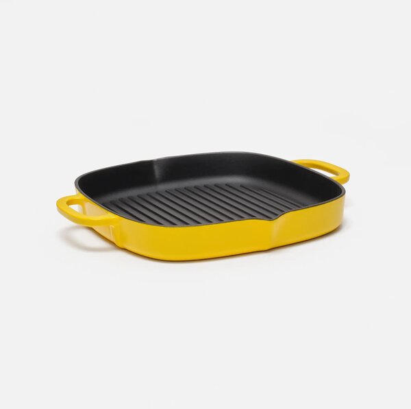 Fabini Smaltovaná litinová pánev na grilování Ø 28 cm, žlutá