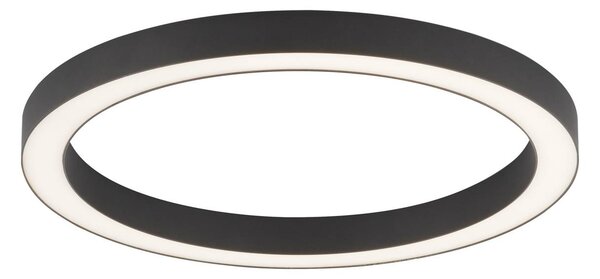 PURE LED stropní svítidlo Lines, Ø 50 cm, antracitová, dálkové ovládání, stmívatelný, Černá, Obývací pokoj / jídelna, Hliník, Moderní