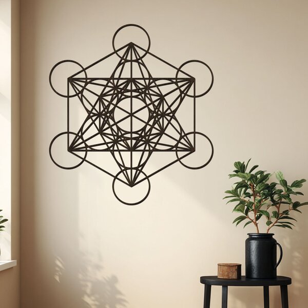 Dřevěná dekorace na zeď METATRON | Rozměry (cm): 36x40 | Zvolte barvu dekoru: Bílá