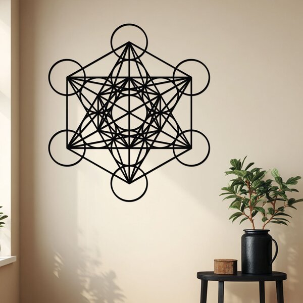Dřevěná dekorace na zeď METATRON | Rozměry (cm): 36x40 | Zvolte barvu dekoru: Bílá