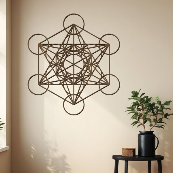 Dřevěná dekorace na zeď METATRON | Rozměry (cm): 36x40 | Zvolte barvu dekoru: Bílá