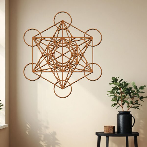 Dřevěná dekorace na zeď METATRON | Rozměry (cm): 36x40 | Zvolte barvu dekoru: Bílá