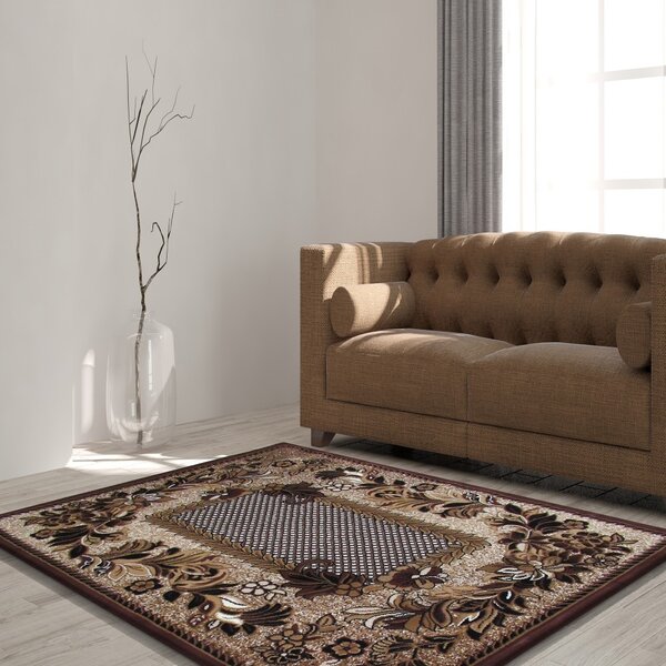 Makro Abra Kusový koberec BCF Alfa 01 Květy hnědý Rozměr: 80x150 cm