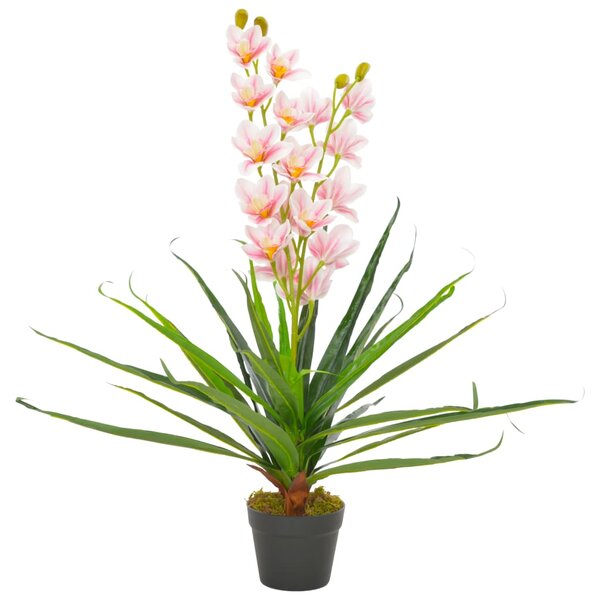 Umělá rostlina orchidej s květináčem růžová 90 cm