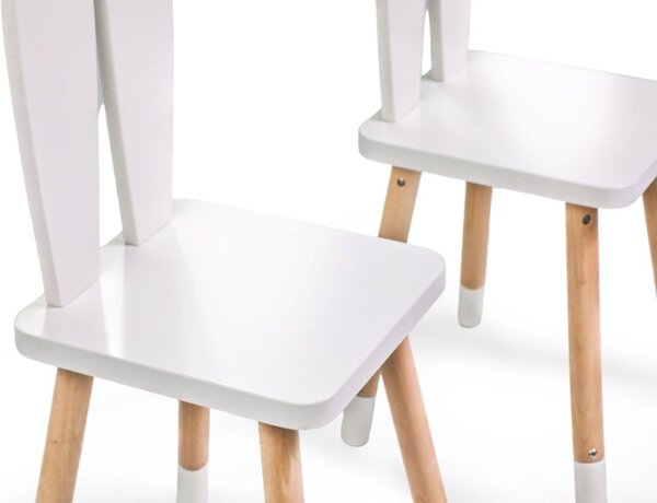 Dětská rostoucí sada BUNNY, stolek a 2 židle, bílá/hnědá ELIS design