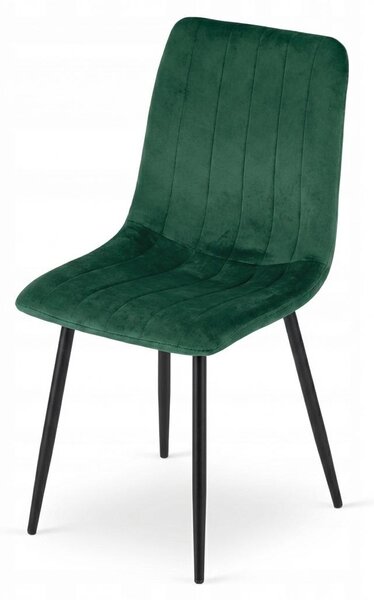 Tmavě zelená sametová židle LAVA BOTTLE GREEN s černými nohami