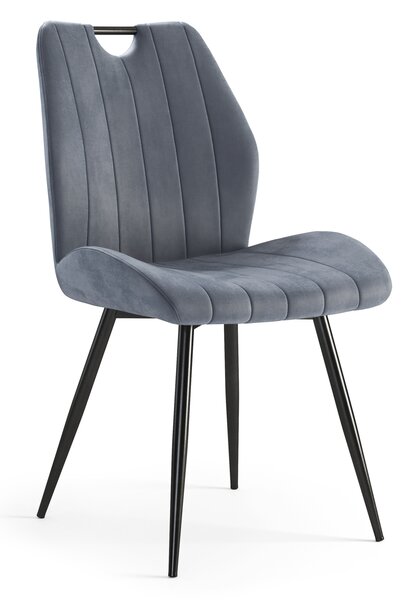 MAZZONI EXPORT ARNO Šedá (látka Bluvel 14) - MODERNÍ ŽIDLE ČALOUNĚNÁ DO OBÝVACÍHO POKOJE / JÍDELNY S DRŽADLEM VELVET