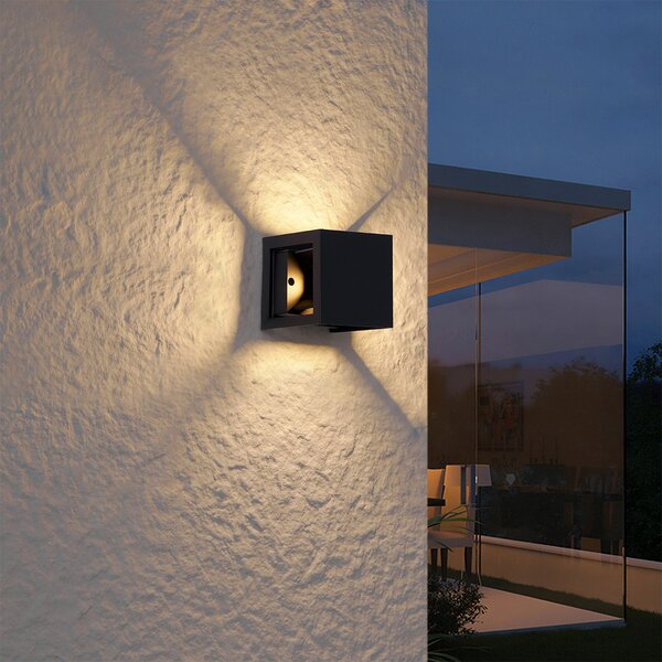 Moderní nástěnné svítidlo černé vč. LED IP44 - Edwin Quadro