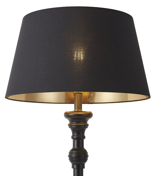Stojací lampa se stínidlem 45 cm černá se zlatým interiérem - Classico