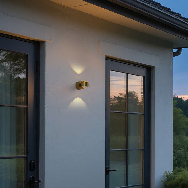 Designové nástěnné svítidlo mosaz vč. LED IP44 - Lens