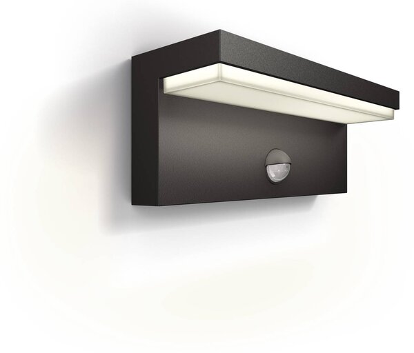 Philips Venkovní nástěnné svítidlo LED Bustan UE, senzor, 4 000 K, Černá, Hliník, Moderní, Nástěnné svítidlo