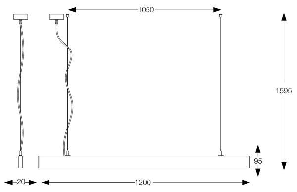 Ideal Lux - LED Lustr na lanku LINUS LED/32W/230V 3000K CRI 90 120 cm černá