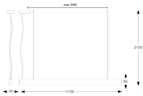 Ideal Lux - LED Lustr na lanku OFFICE LED/30W/230V 4000K CRI 90 černá