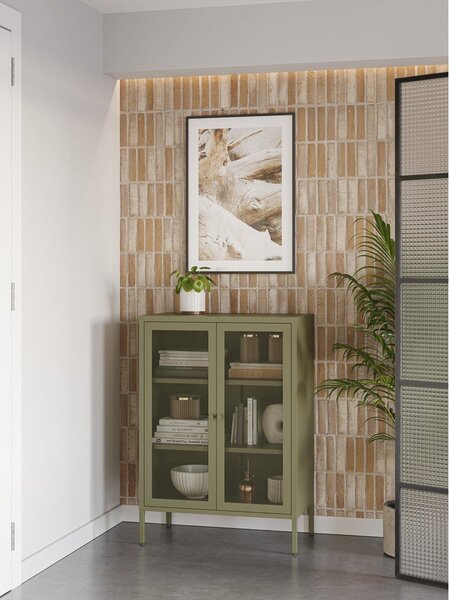Zelená kovová skříňka 70x100x40 cm Fayna – Marckeric