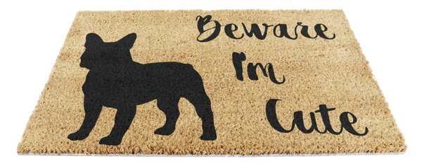 Rohožka z kokosového vlákna 40x60 cm Beware I'm Cute French Bulldog – Artsy Doormats