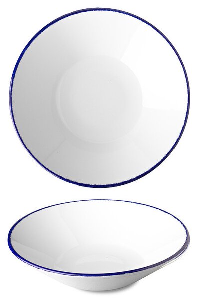 Sada talířů na těstoviny Optimo 6 kusů, bílá/modrá, 27 cm