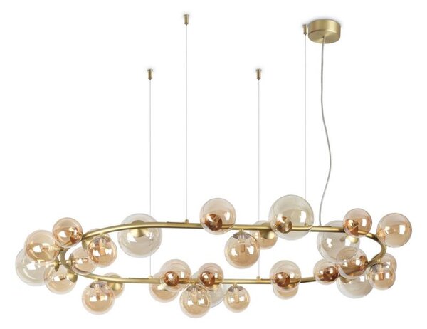 Ideal Lux - LED Lustr na lanku PERLAGE 30xG9/3W/230V 143 cm zlatá/kouřová béžová