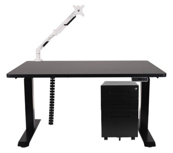 Sestava: stůl Alto 101 Black + držák na monitor + kryt na kabely + kontejner