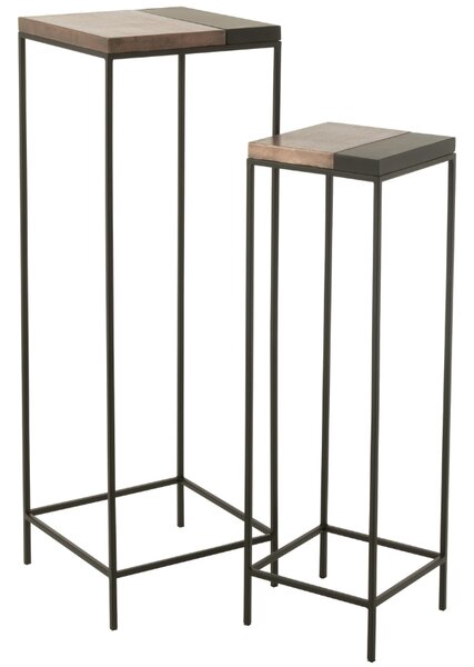 Set dvou bronzových kovových odkládacích stolků J-line Huf 41 x 41/31 x 31 cm