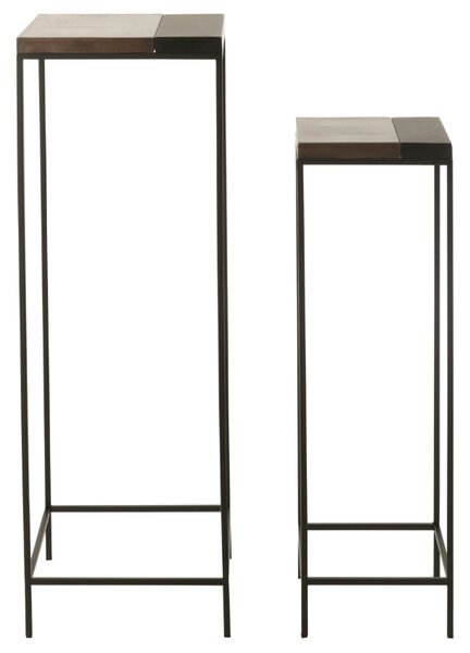 Set dvou bronzových kovových odkládacích stolků J-line Huf 41 x 41/31 x 31 cm
