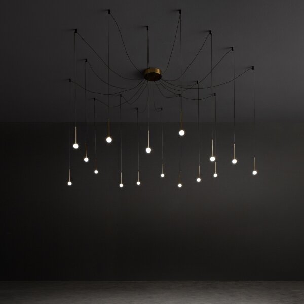Ideal Lux - LED Lustr na lanku LUCCIOLA 16xLED/16W/230V CRI 90 pavouk mosaz