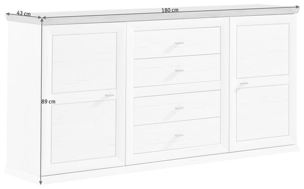 ŠIROKÁ KOMODA, šedá, bílá, 180/89/43 cm Hom`in - Široké komody